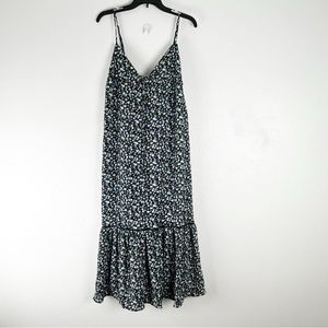 LULUS Way Too Darling Black Floral Spaghetti Straps Lined V-Neck Maxi Dress XL